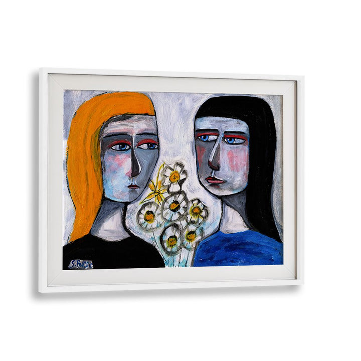 friendshipwomen illustration paintings in White Frame With Mount