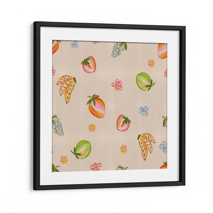 fruits mix Vintage paintings in Black Frame With Mount