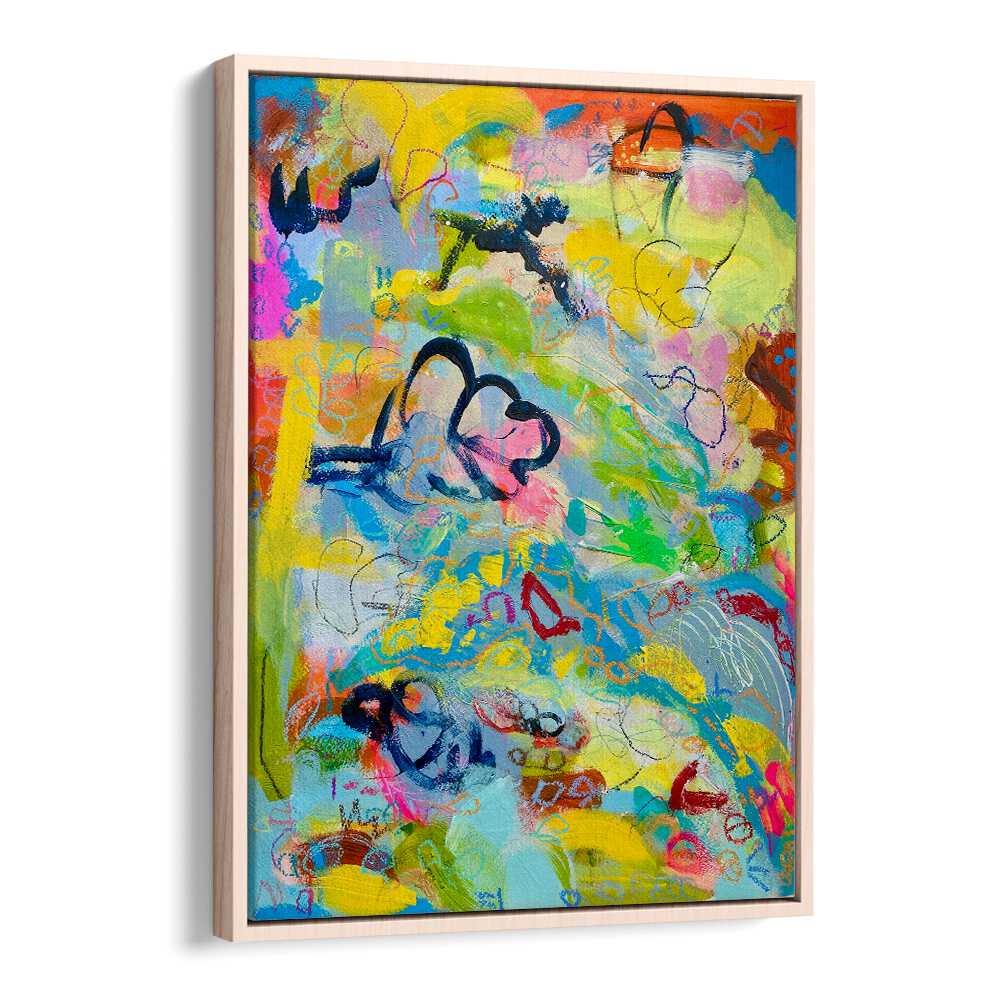 fruits of labor abstract paintings in Oak Wood Floater Frame