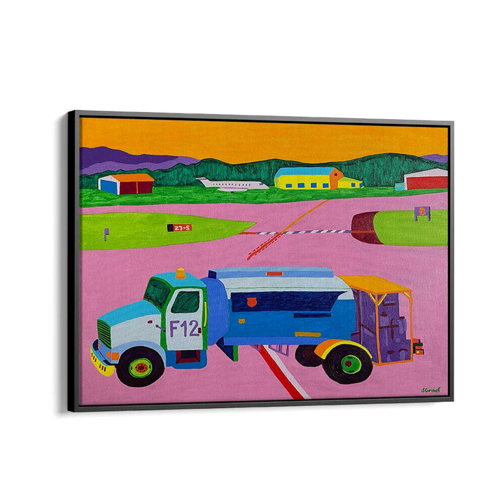 fuel truck landscape art prints in Black Floater Frame