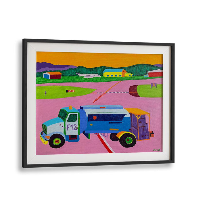fuel truck landscape art prints in Black Frame With Mount