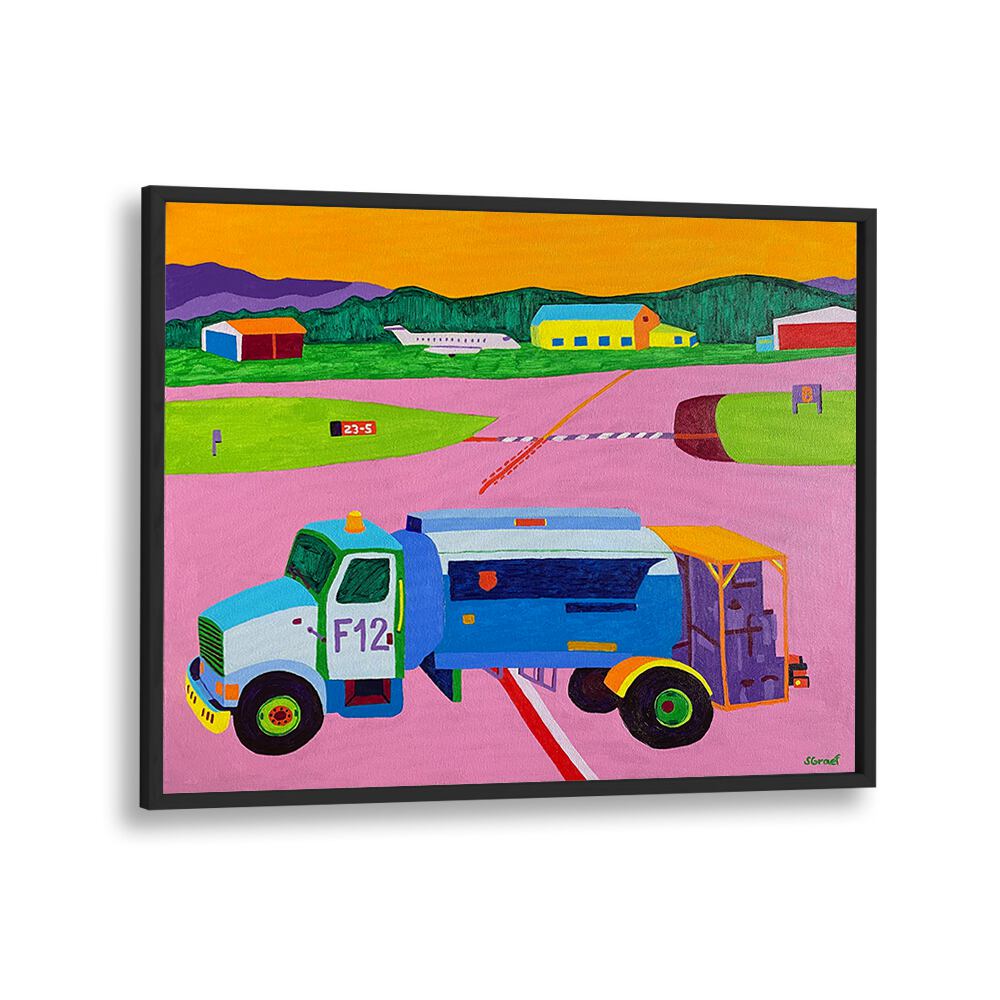 fuel truck landscape art prints in Black Plain Frame