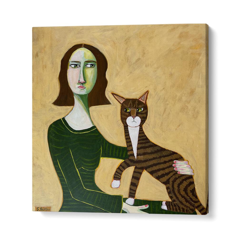 Arty Guava painting - WOMAN WITH BROWN CAT by Asianmonk