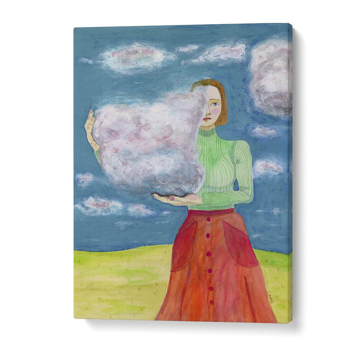 Vintage painting - VINTAGE WOMAN WITH CLOUDS by Asianmonk