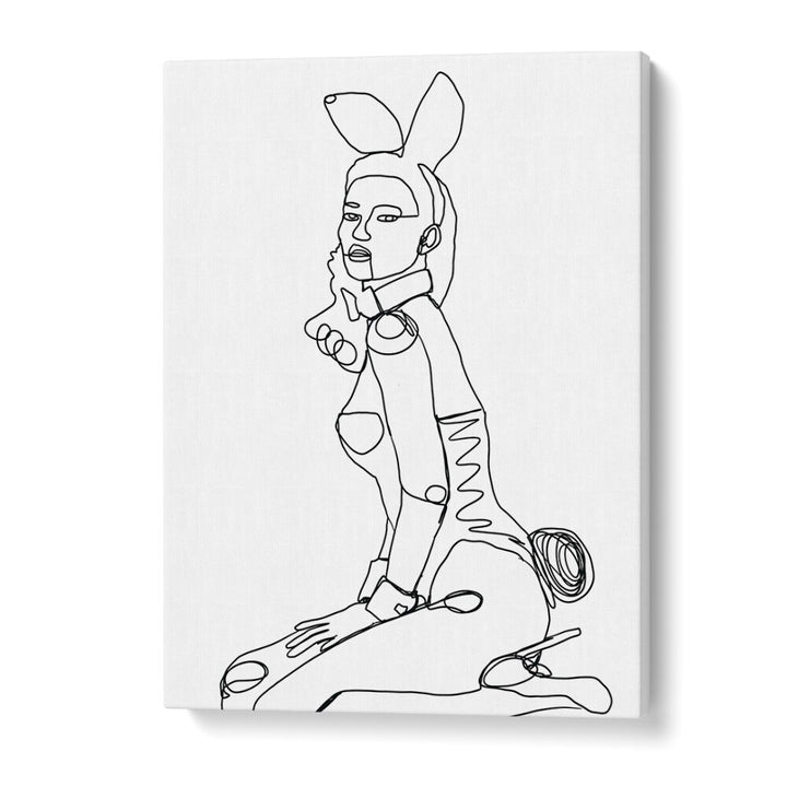 Vintage painting - LINE DRAWING OF BUNNY LADY by Asianmonk