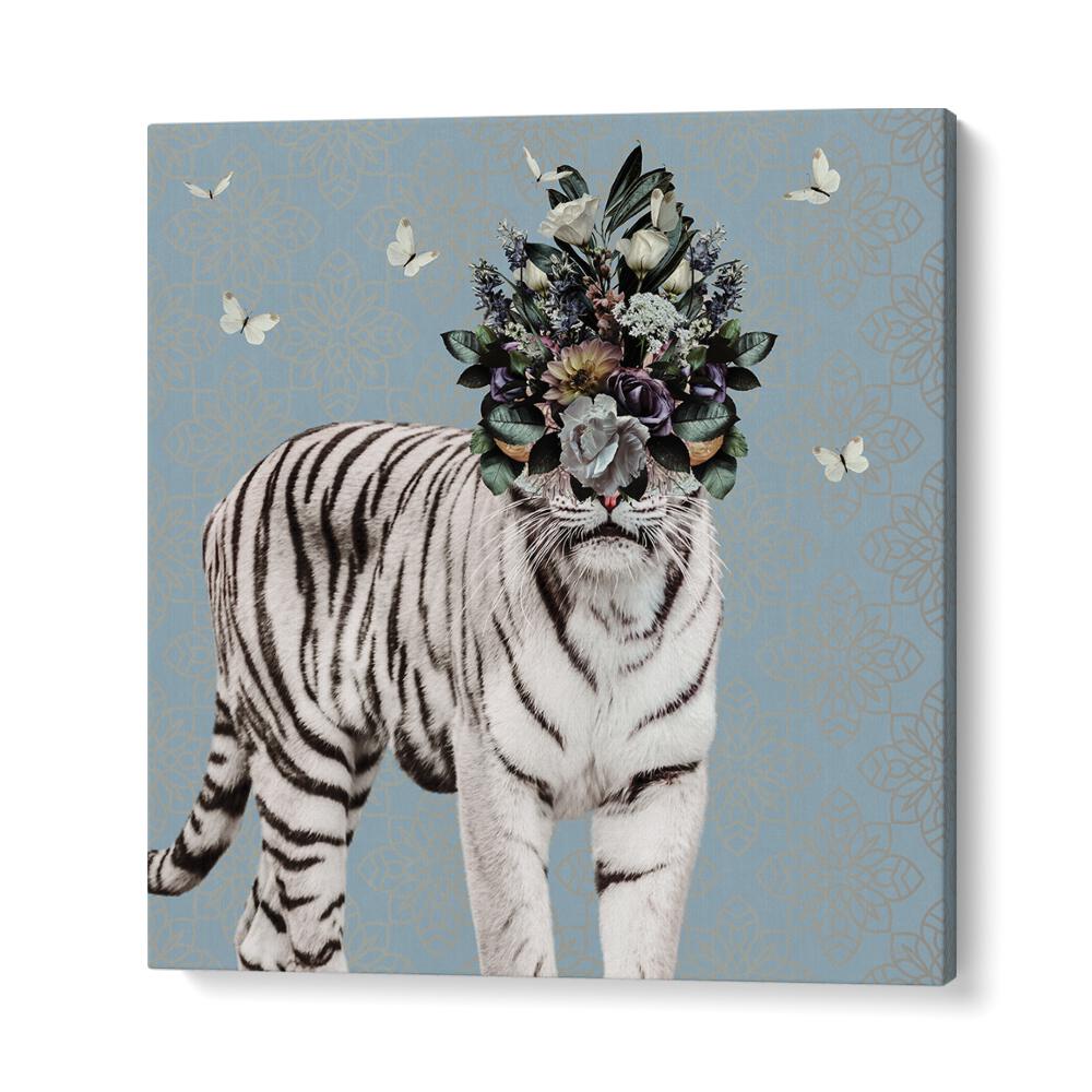 Juliya painting - SPRING FLOWER BONNET ON WHITE TIGER by Asianmonk