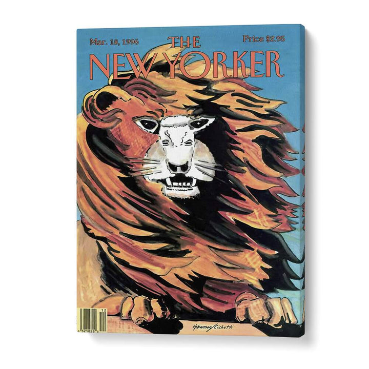 VINTAGE MAGAZINE COVER, LION AND LAMB BY LARS HOKASAN AND FRANCES CICHETTI - NEW YOKER MARCH 18 1996