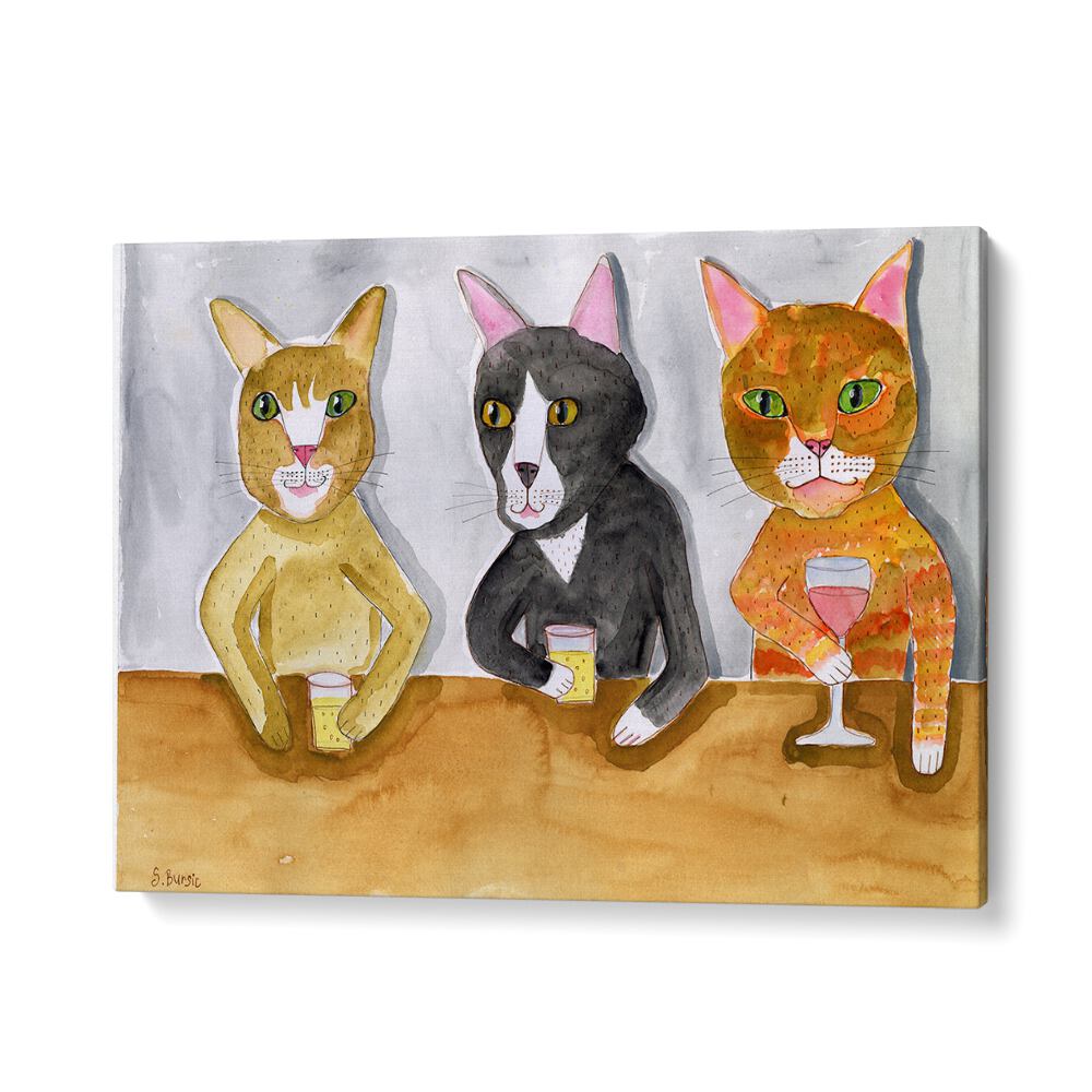 kids painting - THREE CATS AT THE BAR by Asianmonk