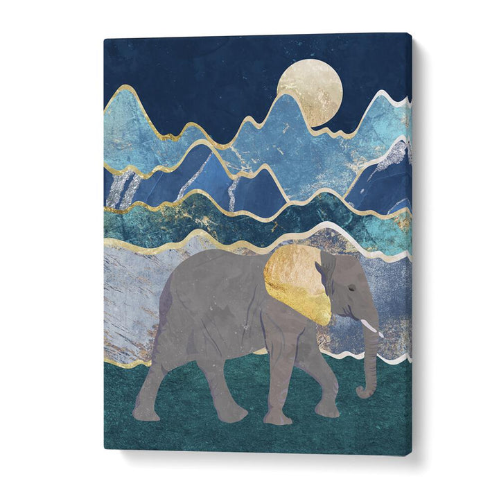 Ritvik Takkar painting - METALLIC ELEPHANT IN THE MOONLIT MOUNTAINS by Asianmonk