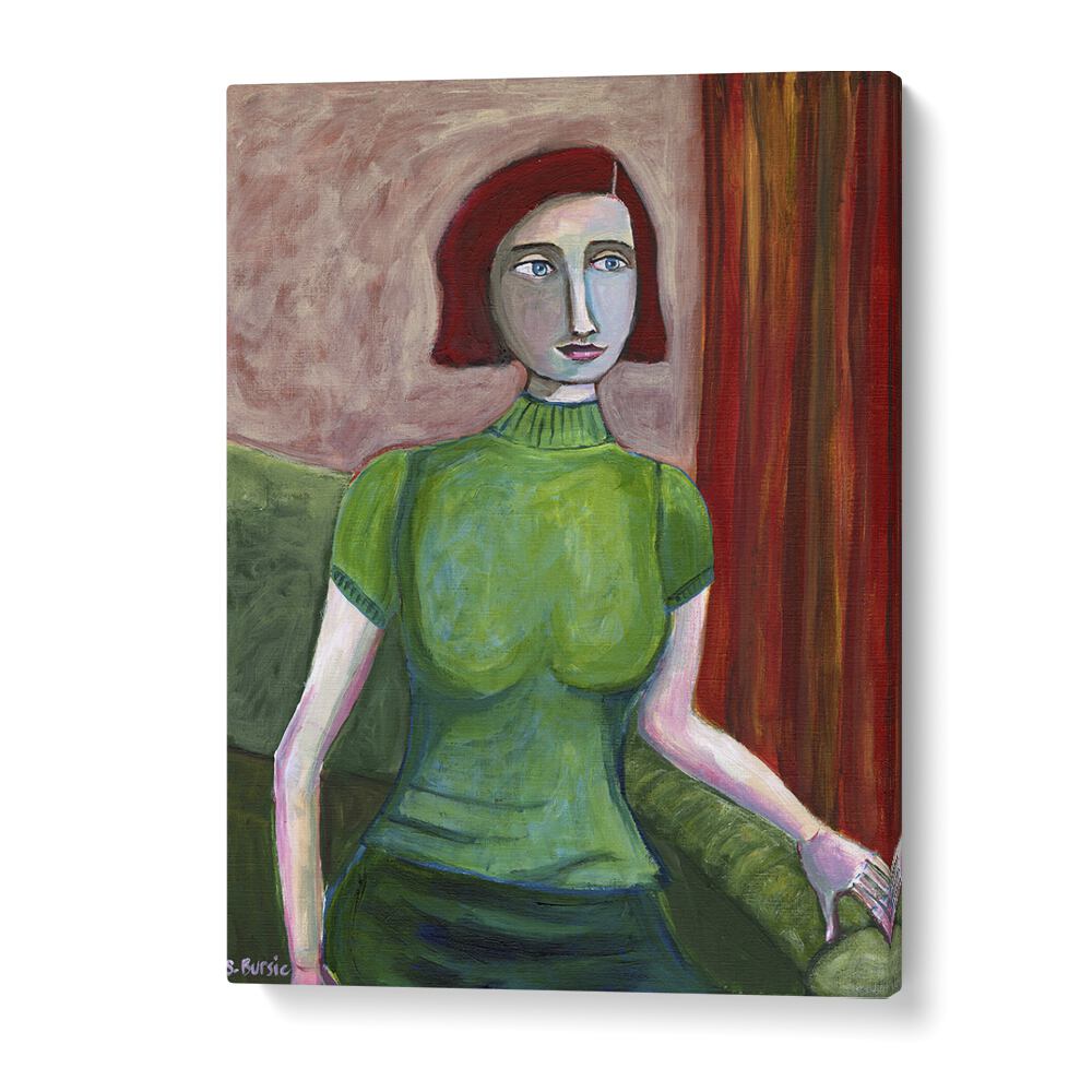 Vintage painting - VINTAGE RED HEAD IN GREEN by Asianmonk