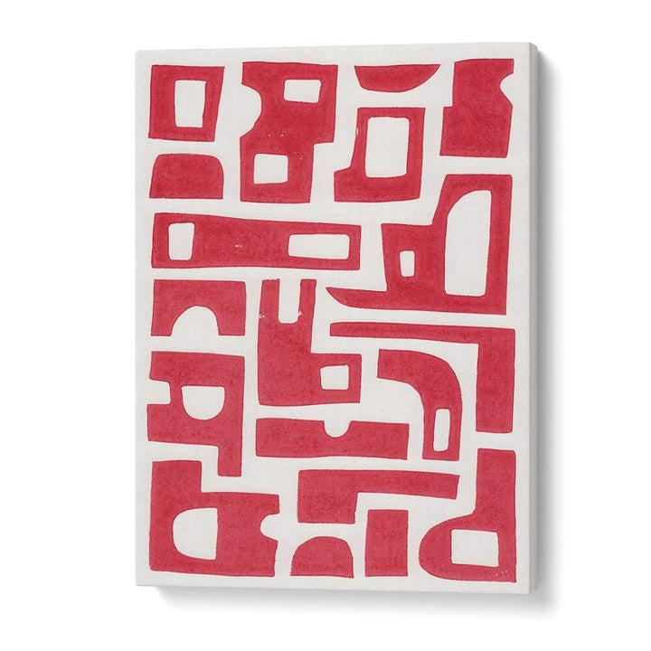 RED ABSTRACT SHAPES LINO PRINT BY ALISA GALITSYNA ABSTRACT ART, ABSTRACT PAINTINGS