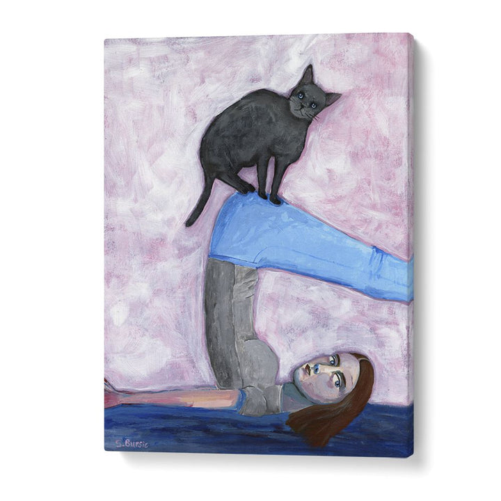 Vintage painting - YOGA WITH MY CAT by Asianmonk