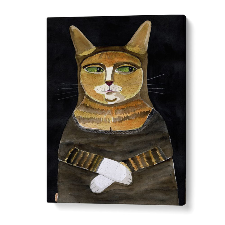 Vintage painting - MONA LISA CAT FUNNY CAT HUMOUR GINGER ORANGE CAT by Asianmonk