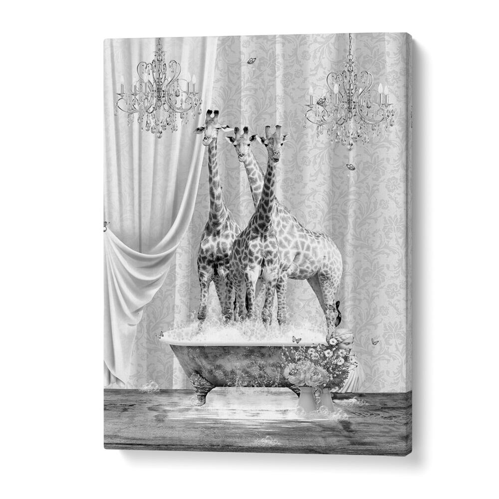 Quotes painting - THREE GIRAFFES A BUBBLES BLACK A WHITE by Asianmonk