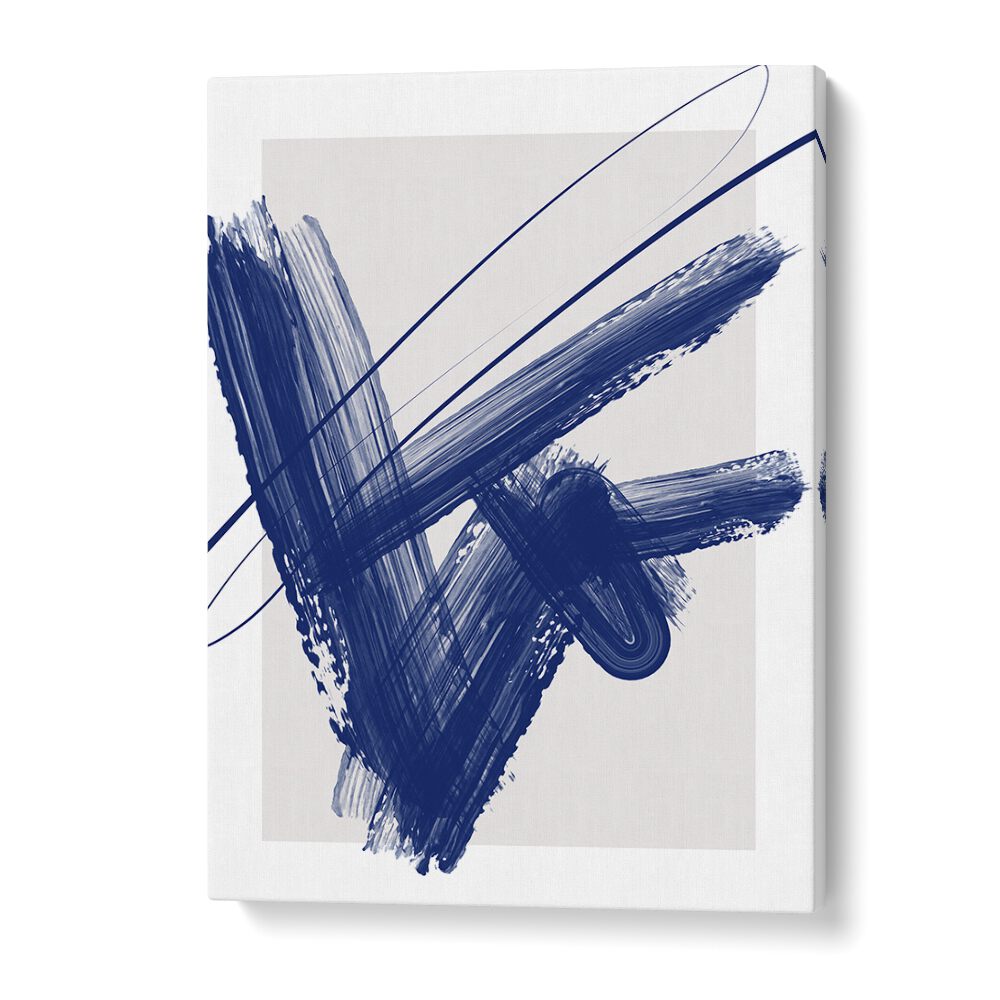 Bold strokes of blue define the essence of BLUE INK, ABSTRACT PAINTINGS by Elena Ristova, perfect for artistic decor.