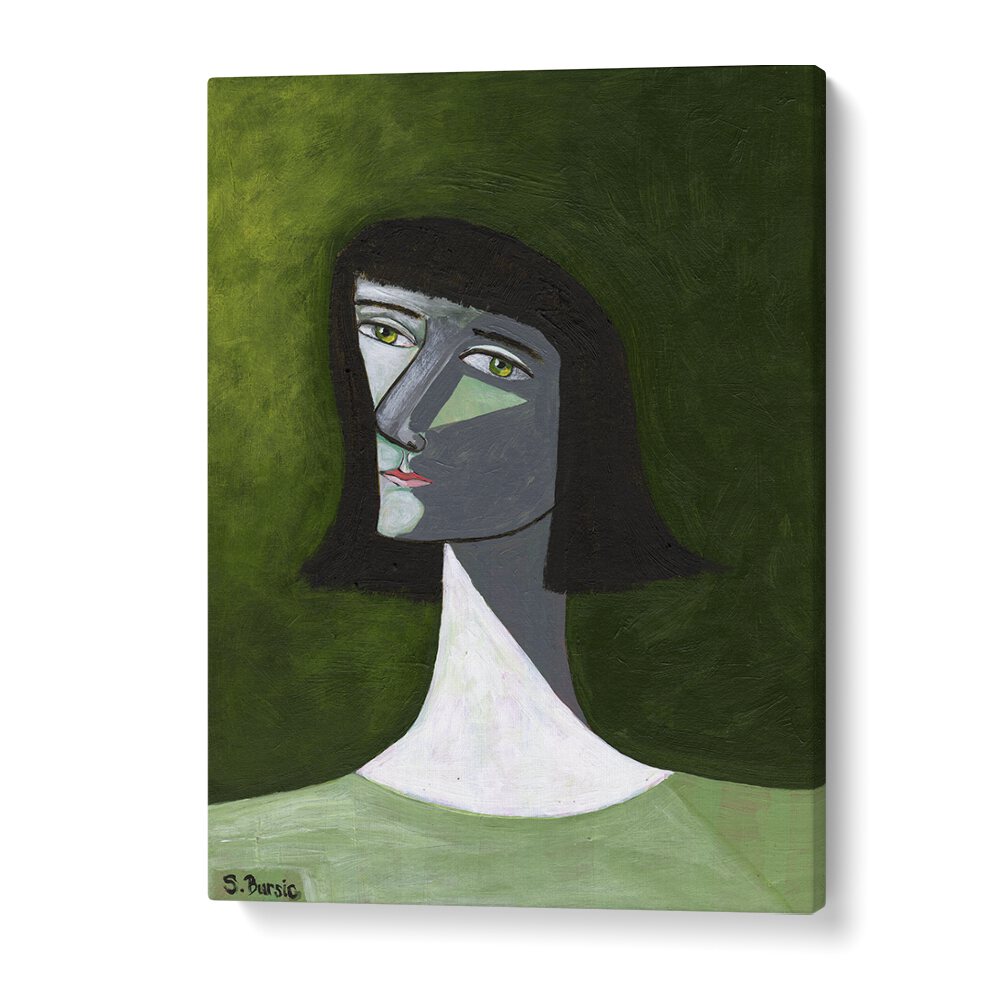 Vintage painting - LADY IN GREEN by Asianmonk