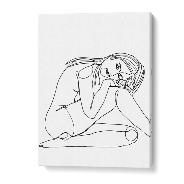 Vintage painting - LINE DRAWING OF WOMAN IV by Asianmonk