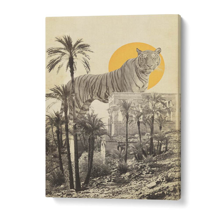 GIANT TIGER IN RUINS BY FLORENT BODART, SURREAL ART PRINTS