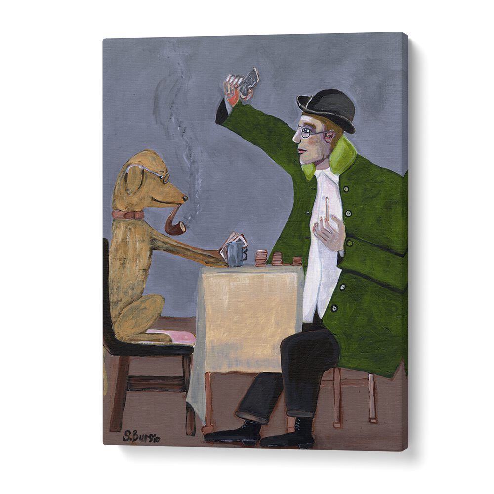 Vintage painting - HUMOUR CARD GAME WITH DOG VINTAGE by Asianmonk