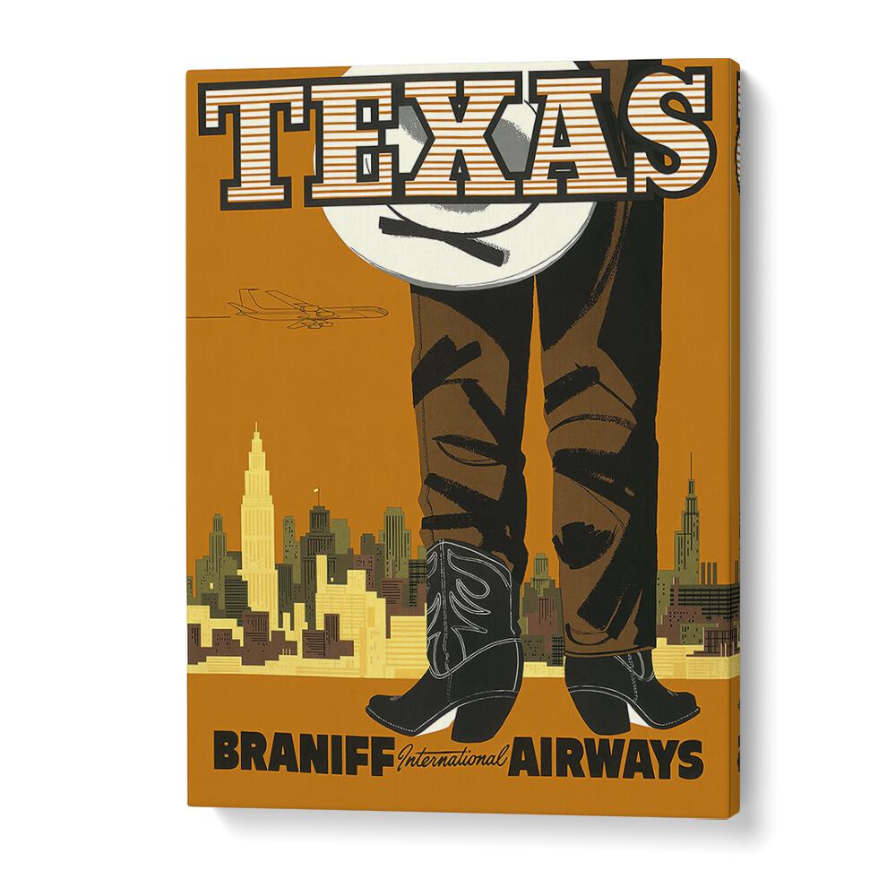 Retro Vintage Travel painting - TEXAS - BRANIFF INTERNATIONAL AIRWAYS by Asianmonk