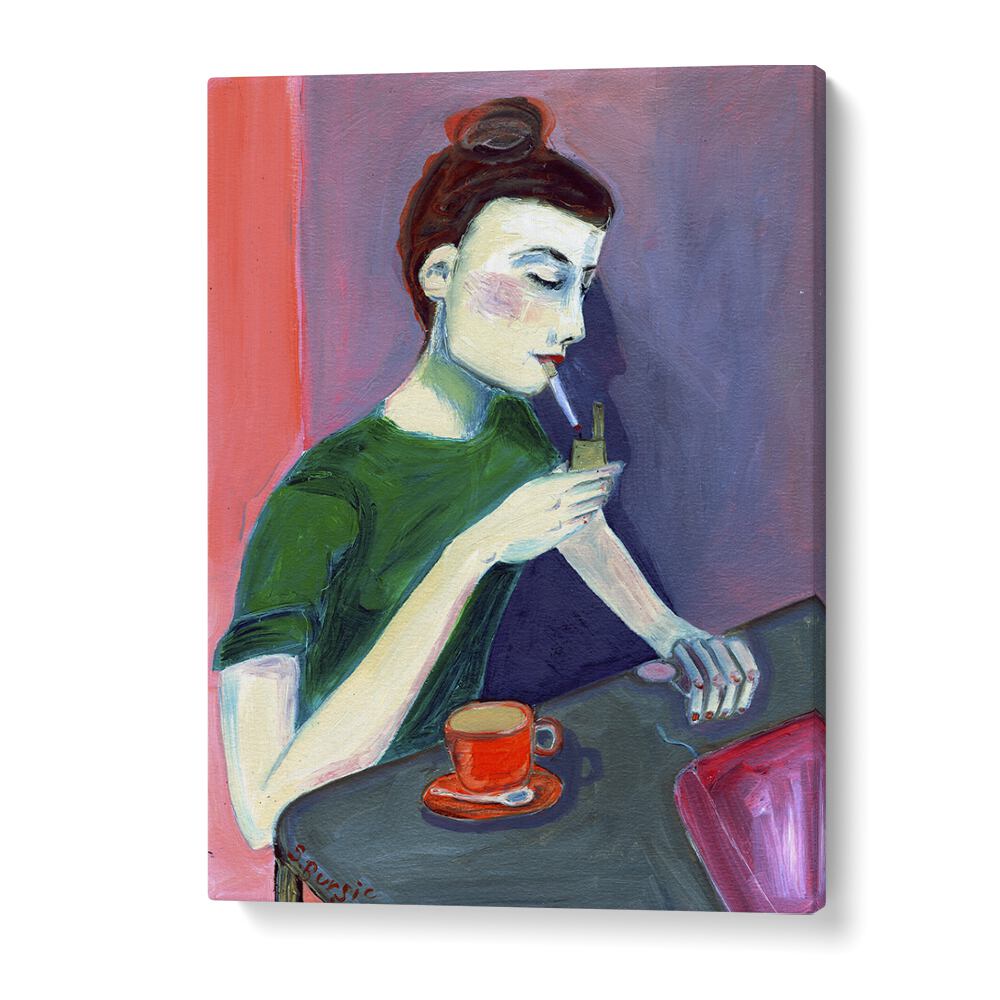 Vintage painting - LADY LIGHTING CIGARETTE by Asianmonk