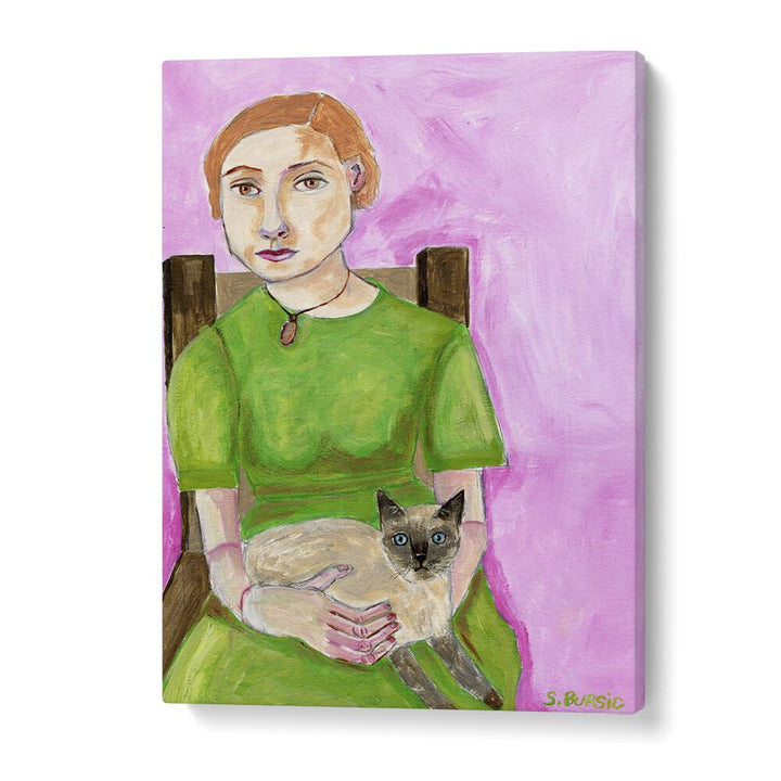 Vintage painting - LADY WITH CAT II by Asianmonk