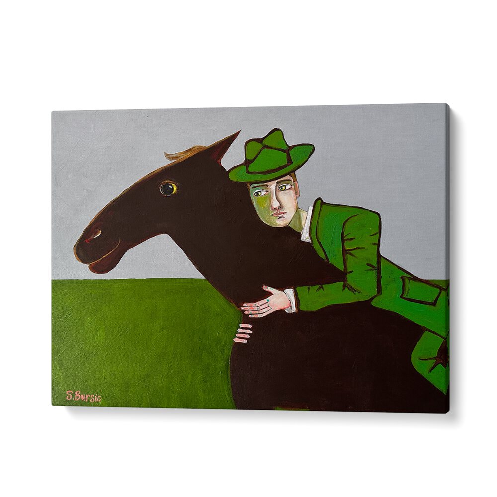 the horse lover women illustration paintings in Gallery Wrap