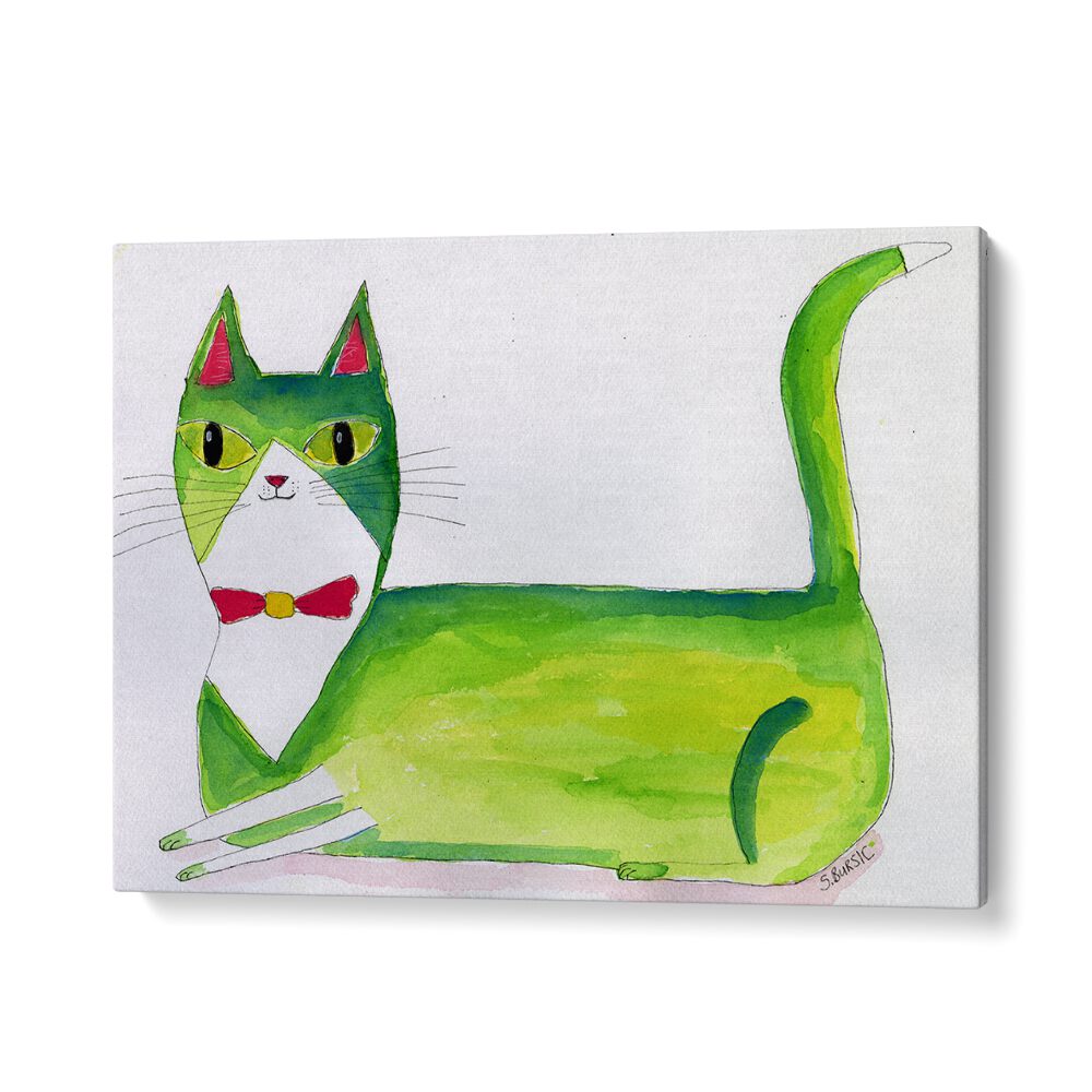 kids painting - THE GREEN CAT by Asianmonk