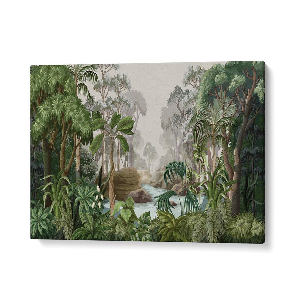 kids painting - JUNGLE LANDSCAPE BOTANICAL FLOWER PAINTINGS by Asianmonk