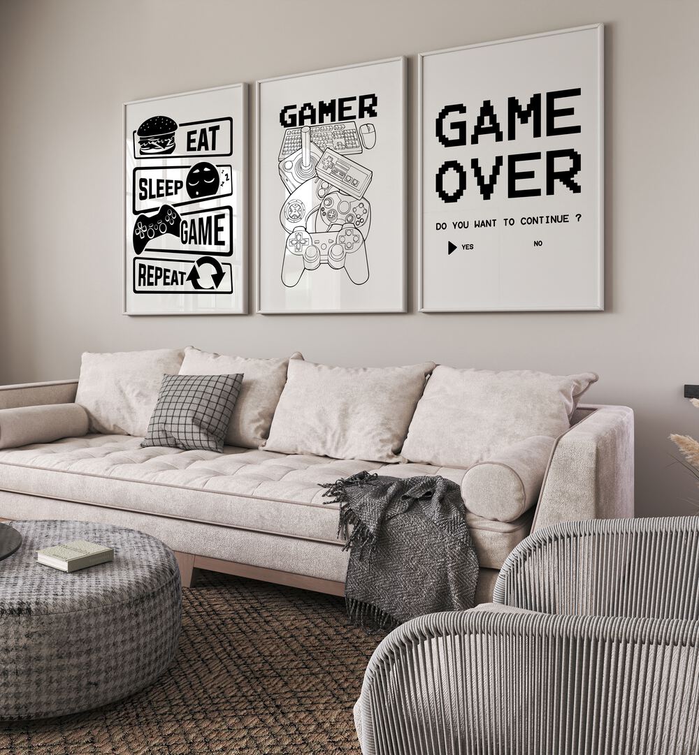 gamers set of 3  placed on a wall