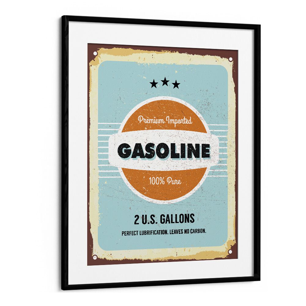 gasoline car poster in Black Frame With Mount