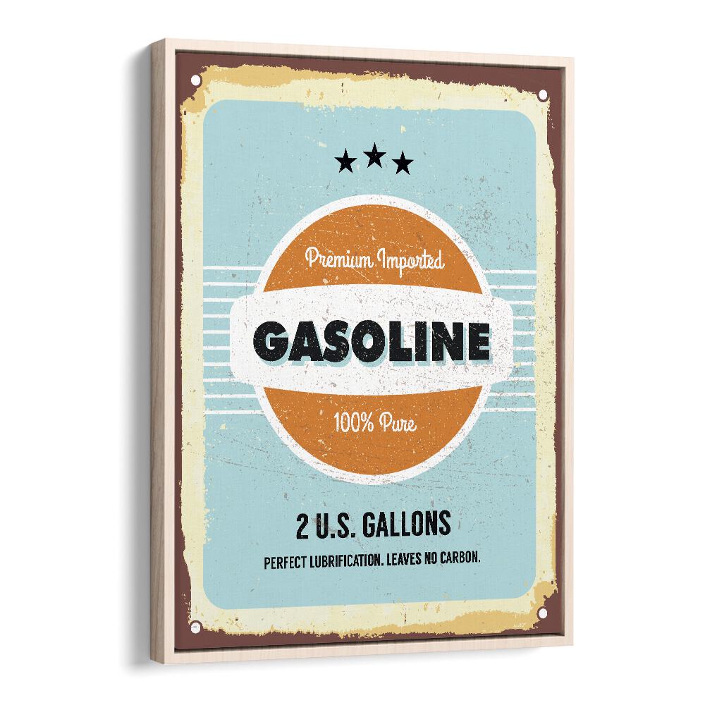 gasoline car poster in Oak Wood Floater Frame