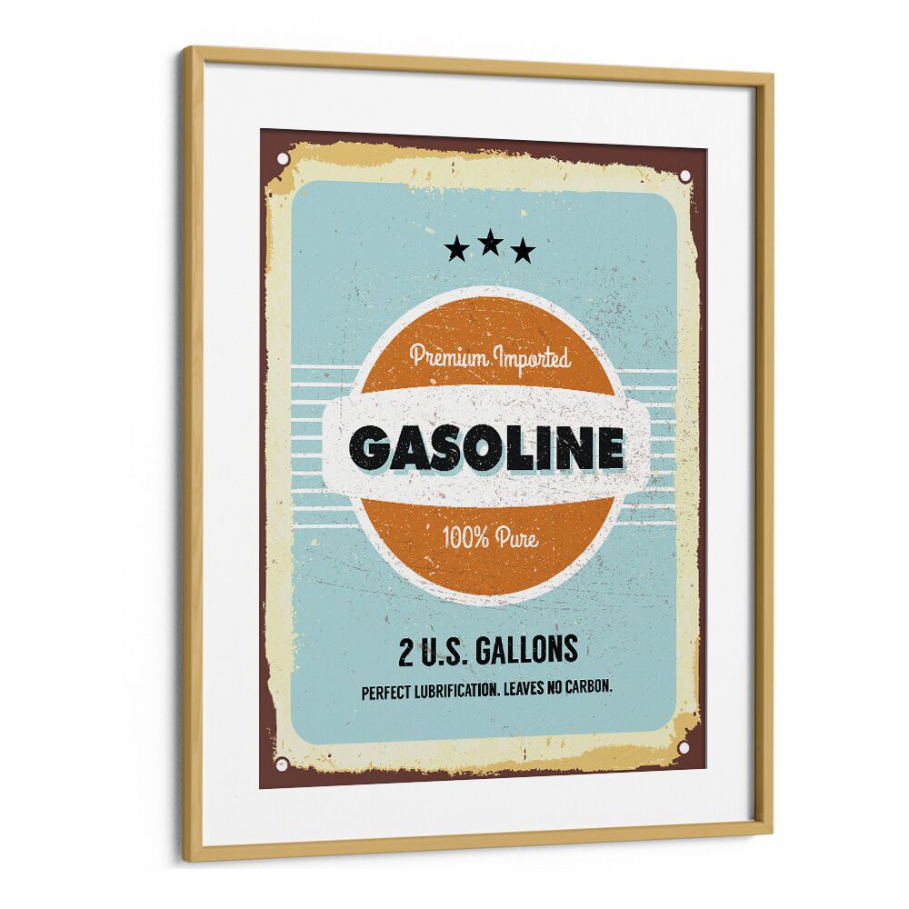 gasoline car poster in Oak Wood Frame With Mount