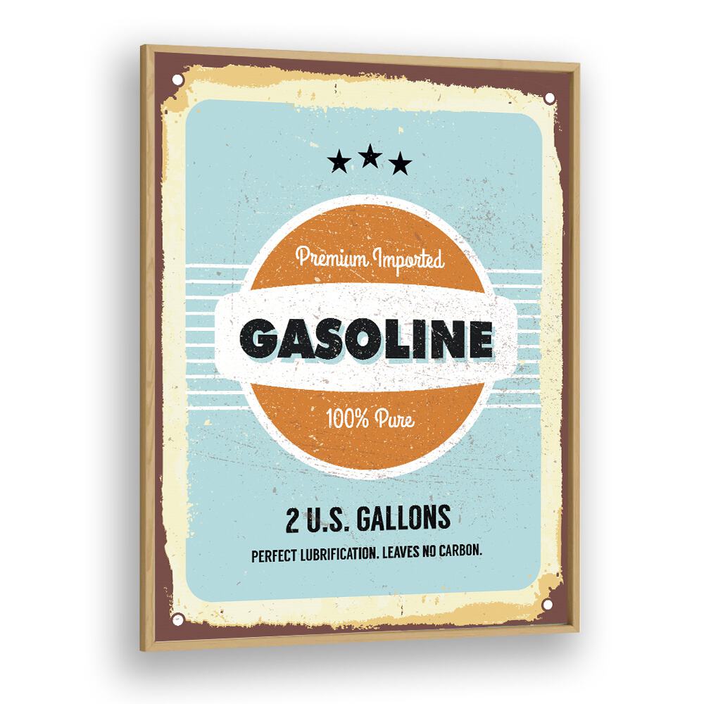 gasoline car poster in Oak Wood Plain Frame