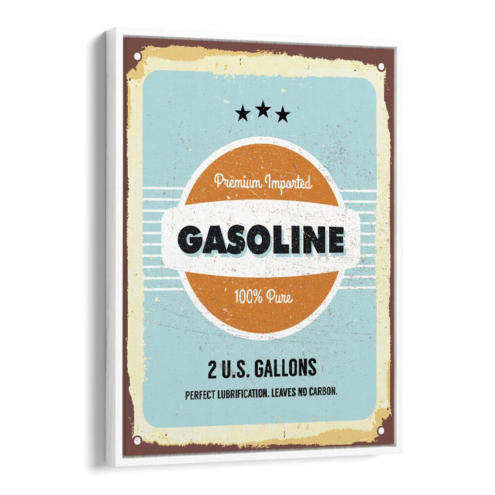 gasoline car poster in White Floater Frame