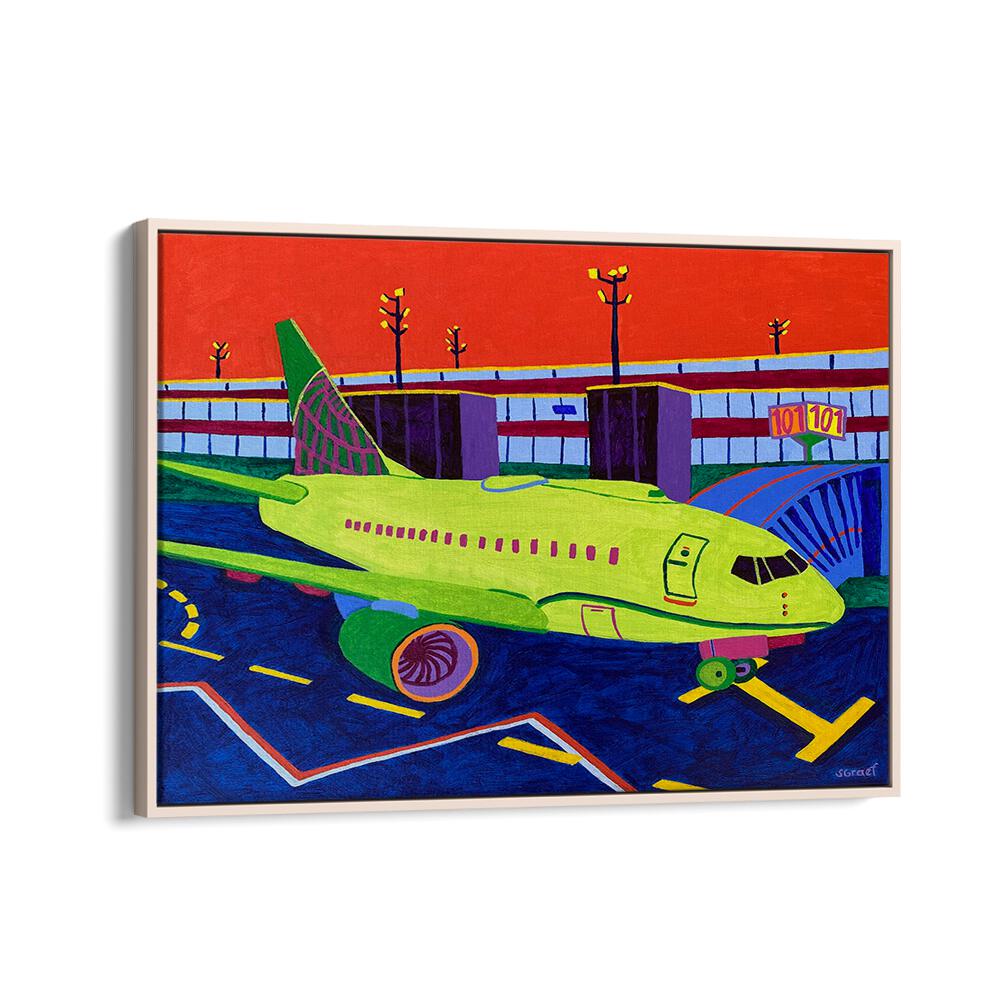 gate c i landscape art prints in Oak Wood Floater Frame