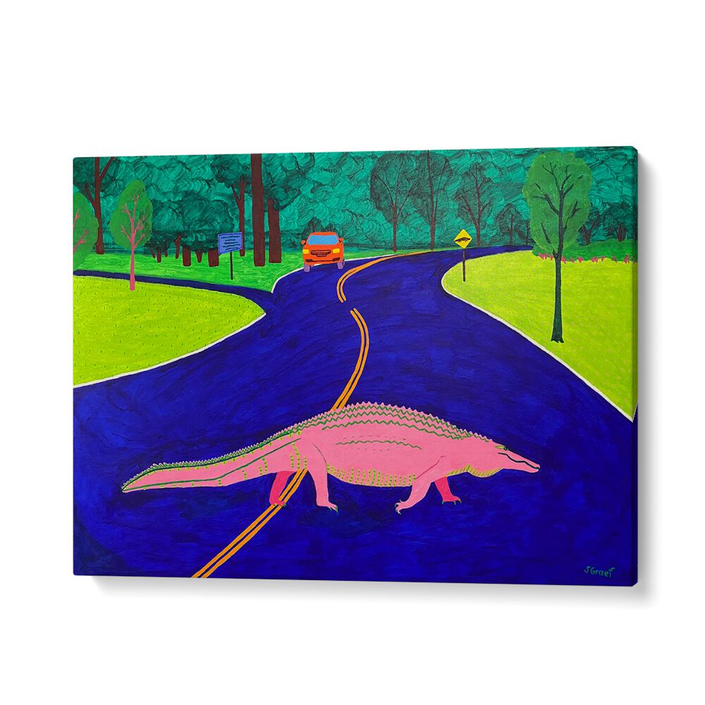 gator crossing landscape art prints in Gallery Wrap