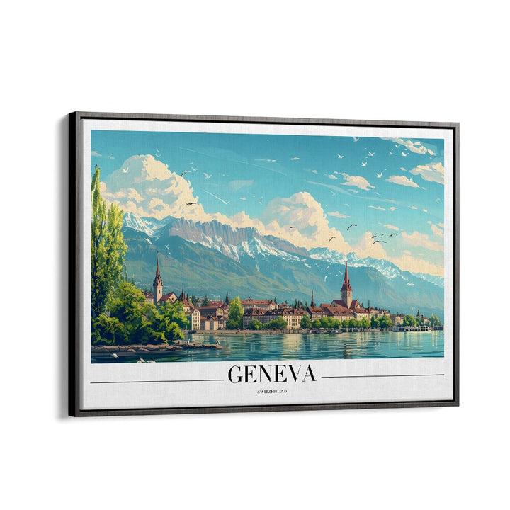 geneva-swiss II travel posters in Black Floater Frame