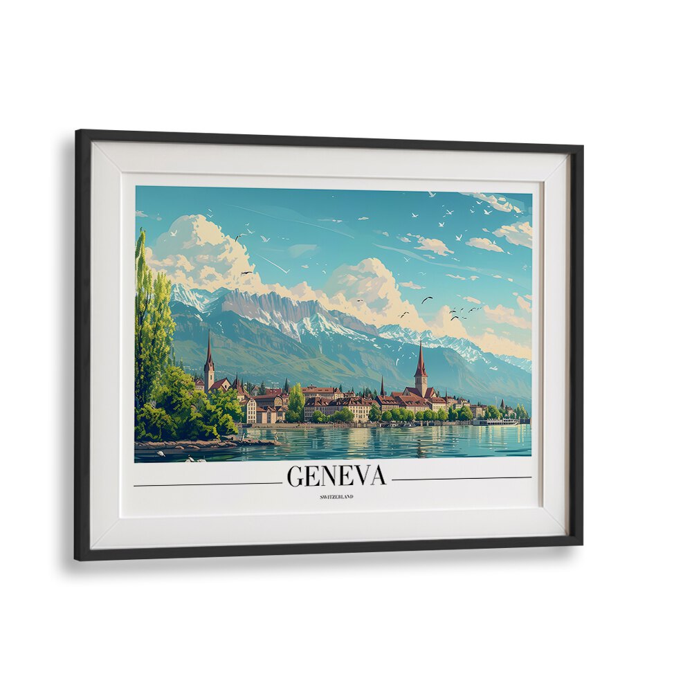 geneva-swiss II travel posters in Black Frame With Mount