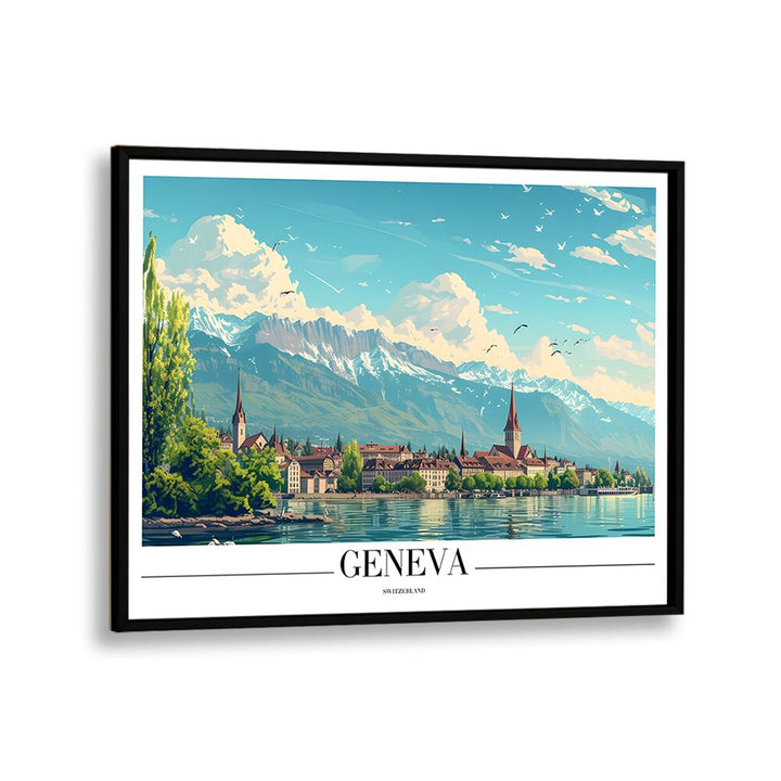 geneva-swiss II travel posters in Black Plain Frame