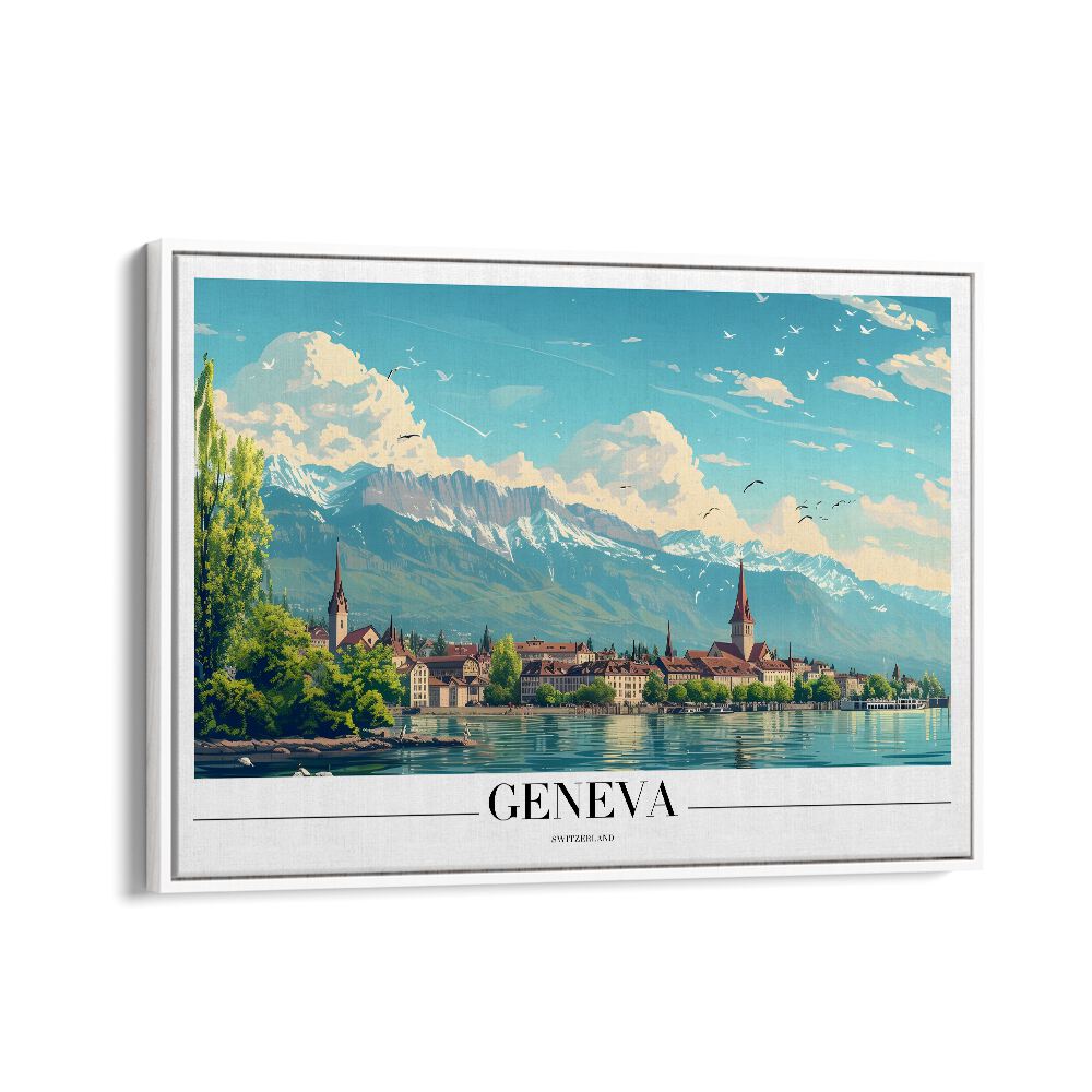 geneva-swiss II travel posters in White Floater Frame