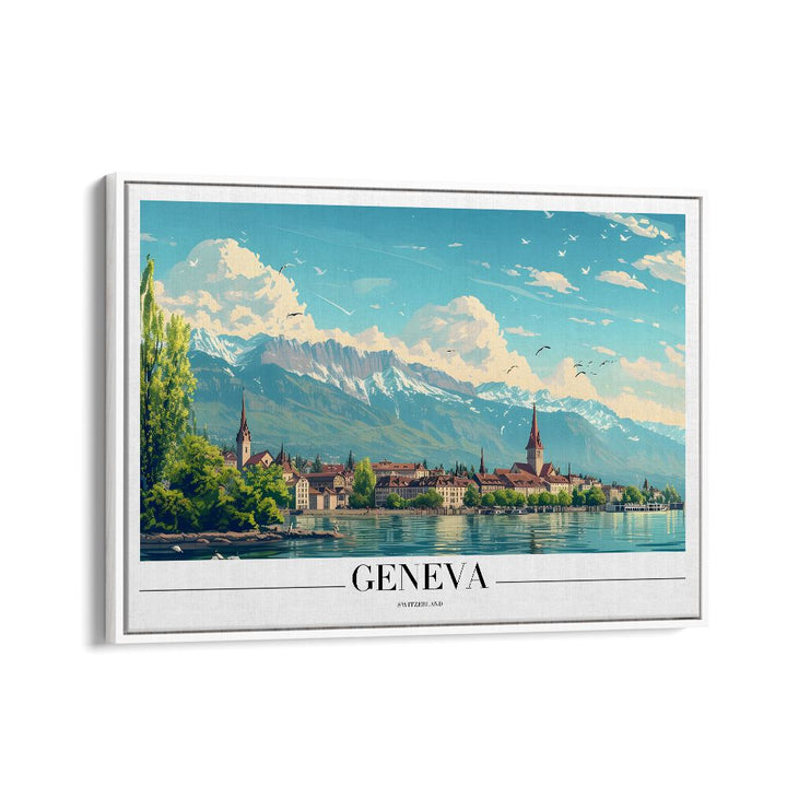 geneva-swiss II travel posters in White Floater Frame