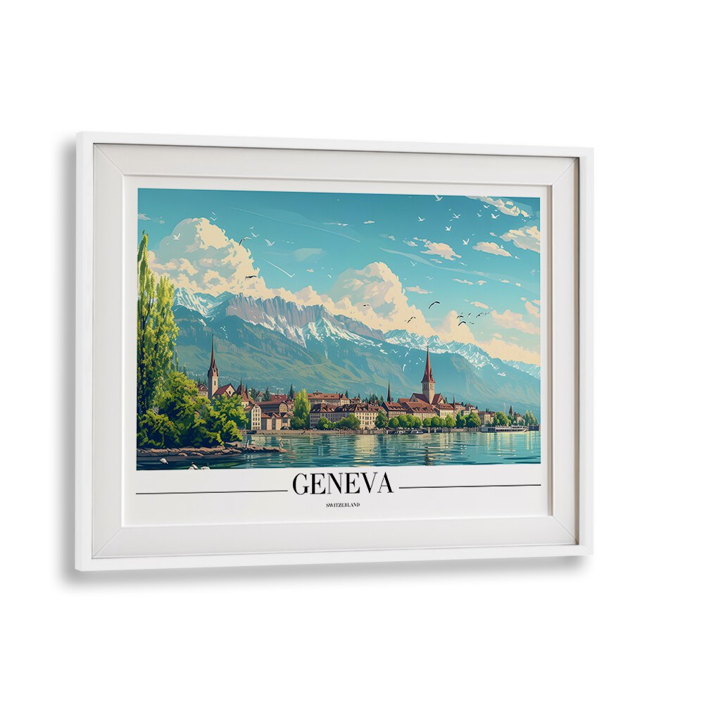 geneva-swiss II travel posters in White Frame With Mount