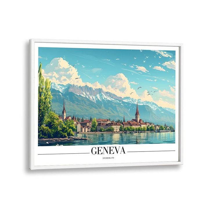 geneva-swiss II travel posters in White Plain Frame