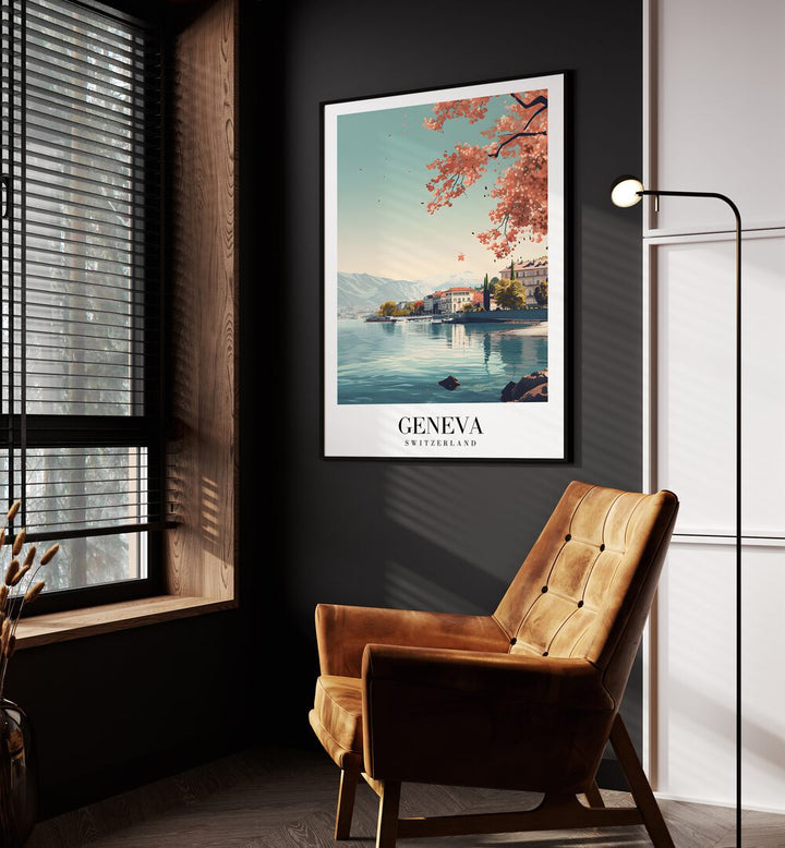 geneva-swiss travel posters Artwork I placed on a Wall 