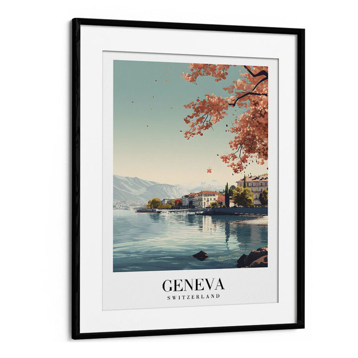 geneva-swiss travel posters in Black Frame With Mount