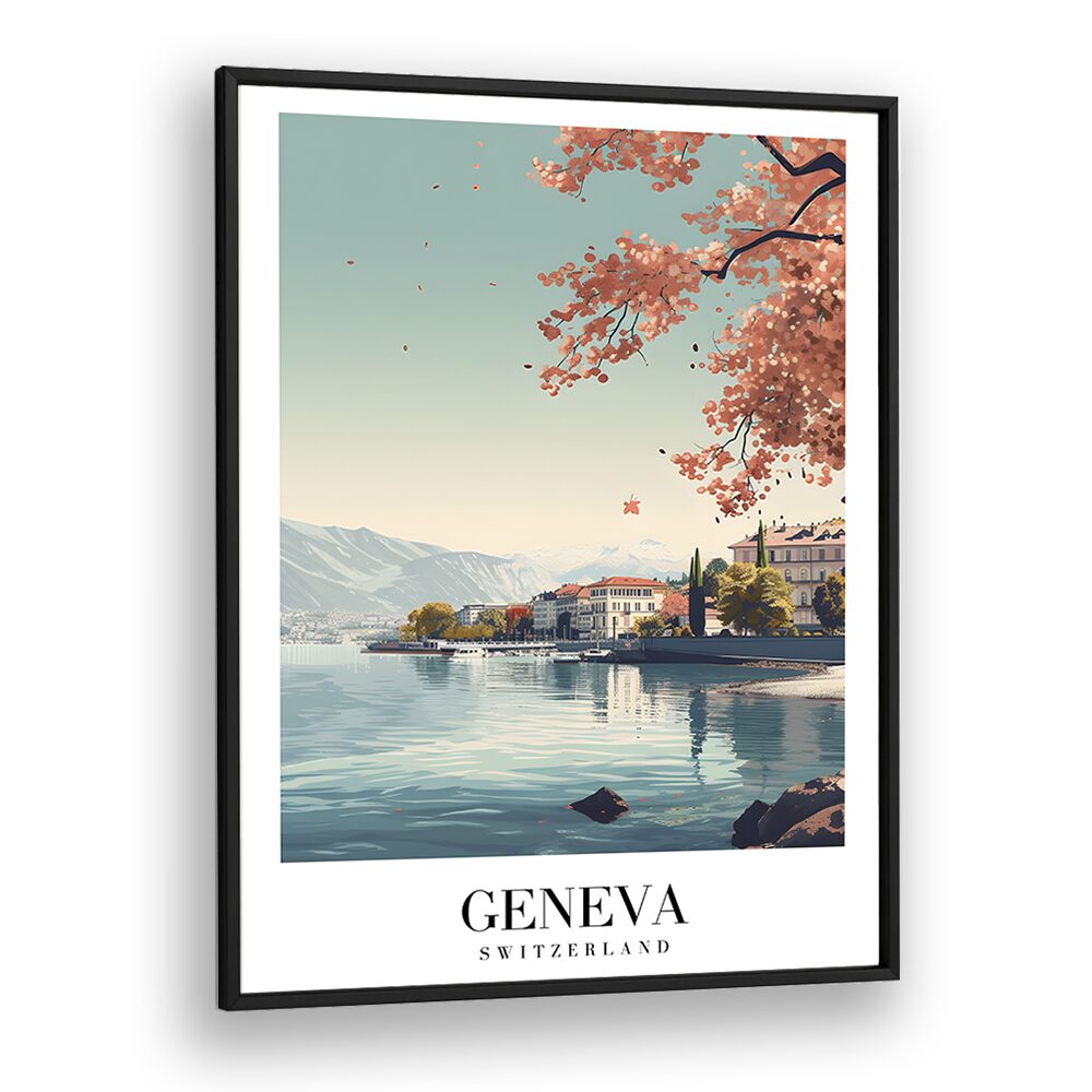 geneva-swiss travel posters in Black Plain Frame