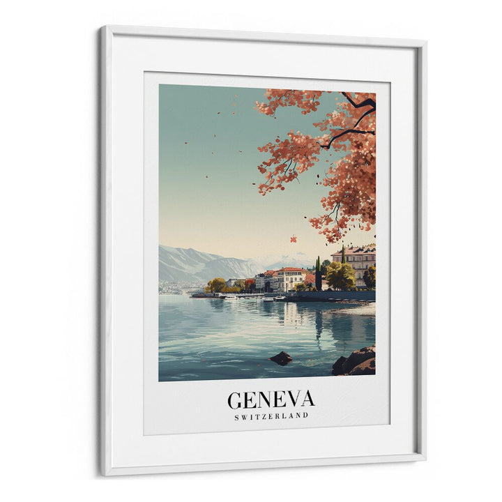 geneva-swiss travel posters in White Frame With Mount