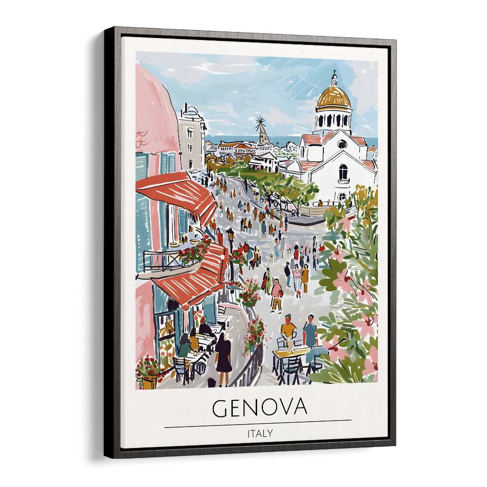 genova-italy travel posters in Black Floater Frame