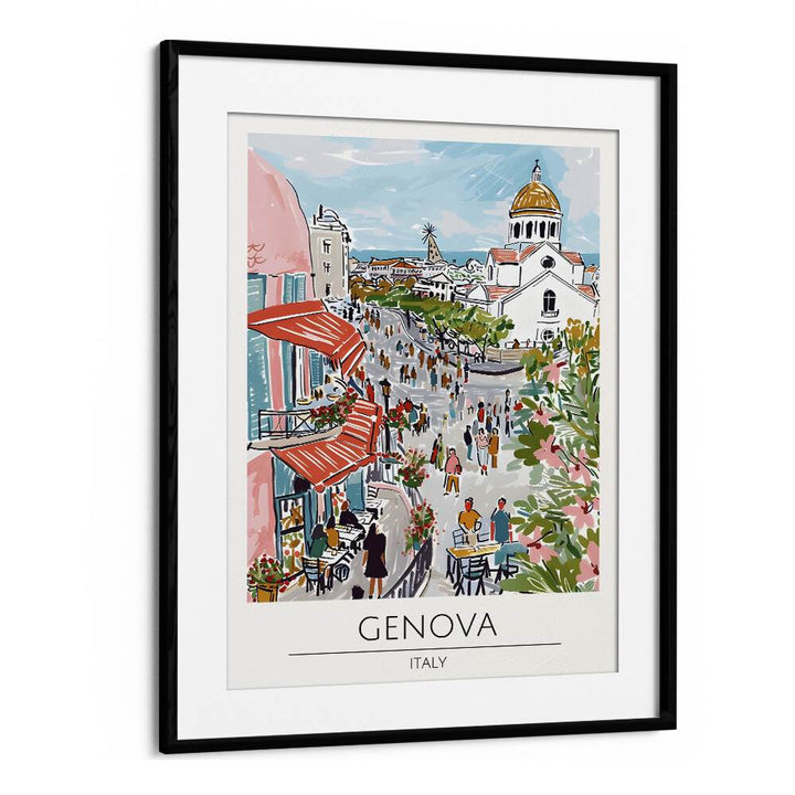 genova-italy travel posters in Black Frame With Mount